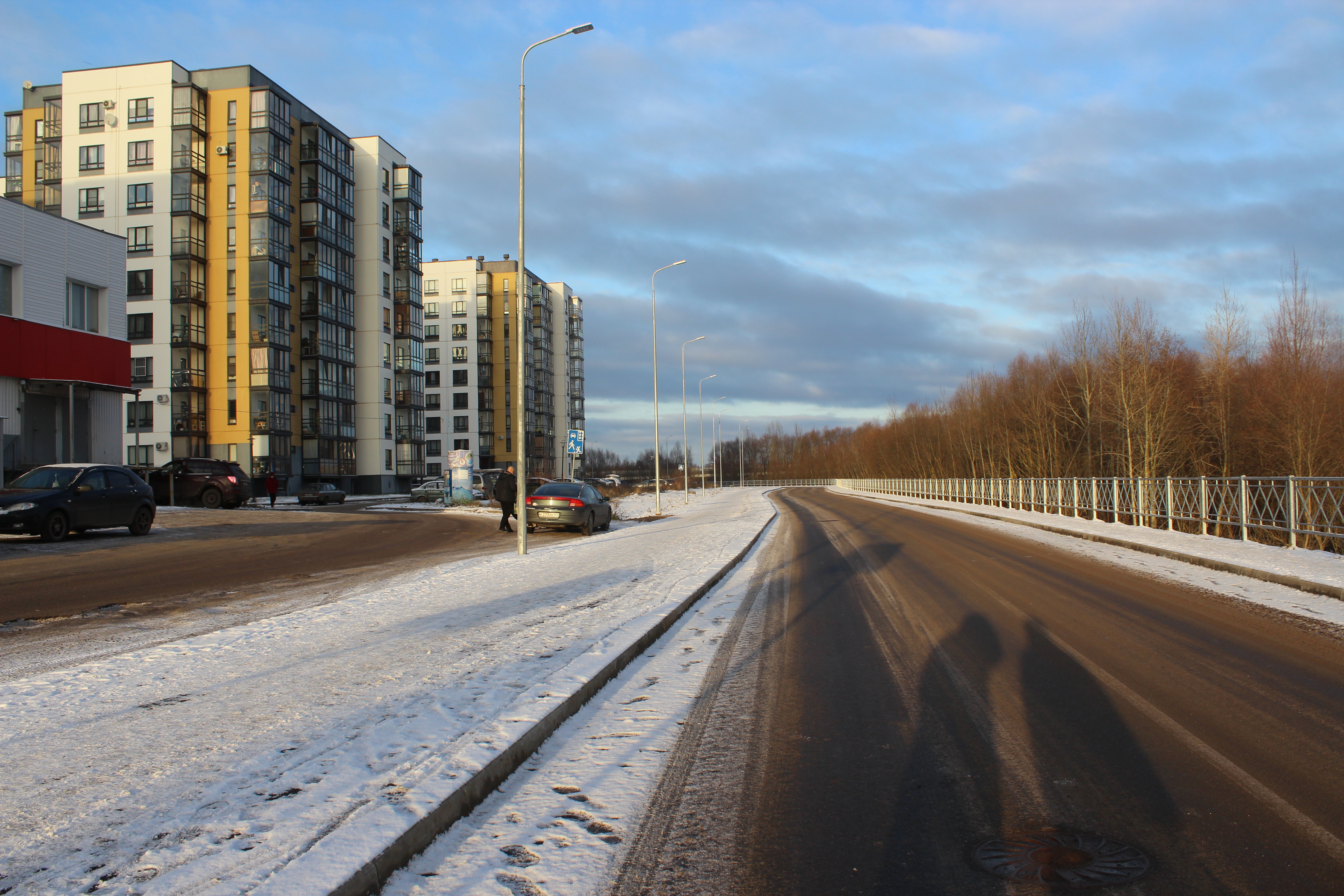 На стадии приемки в эксплуатацию построенный по нацпроекту участок дороги вдоль Колмовской набережной.
