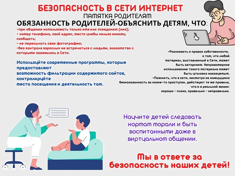 Памятка родителям по безопасному использованию детьми сети Интернет.