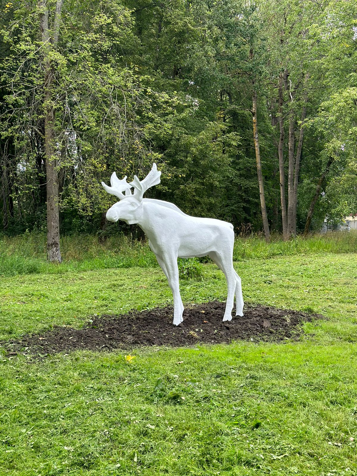 Отреставрированную скульптуру лося вернули в парк.